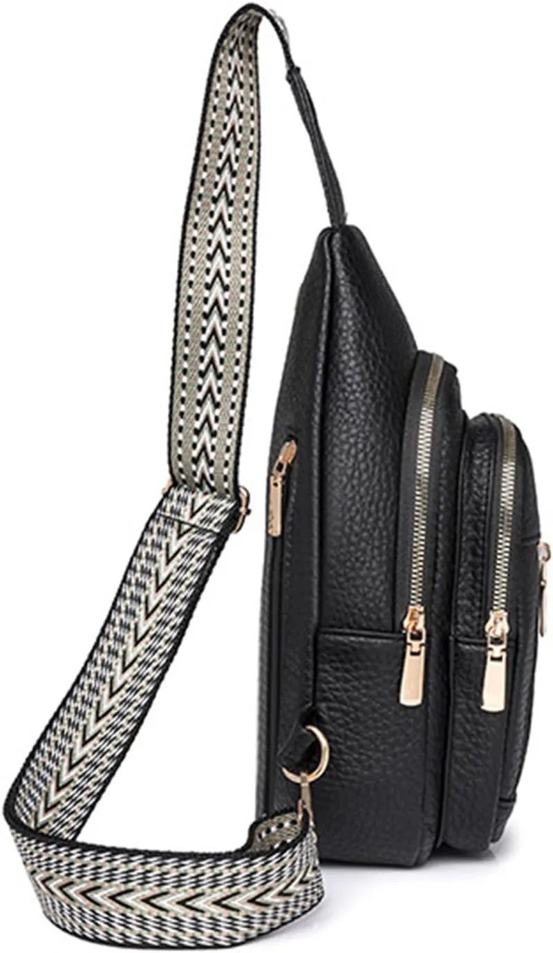 Crossbody Sling Bags for Women 2024 New Upgrade Leather Crossbody Fanny Packs for Women,trendy Chest Bag Backpack with Adjustable Strap,cross Body Bag for Hiking Outdoor Sports Travel