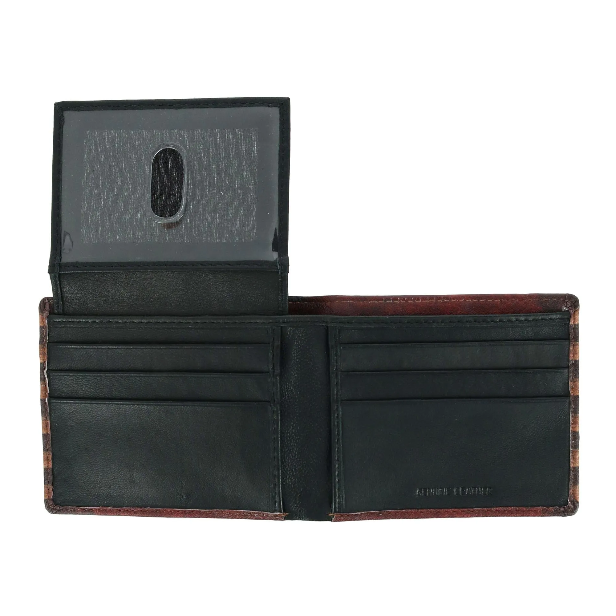 CTM® Men's Leather RFID Vintage American Flag Bifold Passcase Wallet