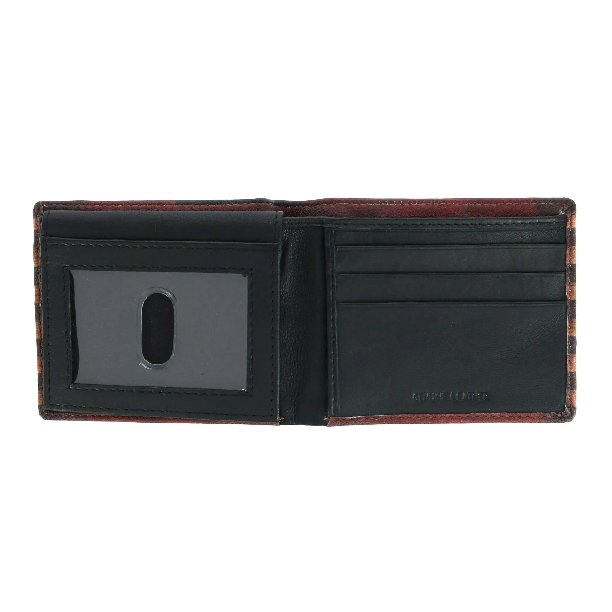 CTM® Men's Leather RFID Vintage American Flag Bifold Passcase Wallet