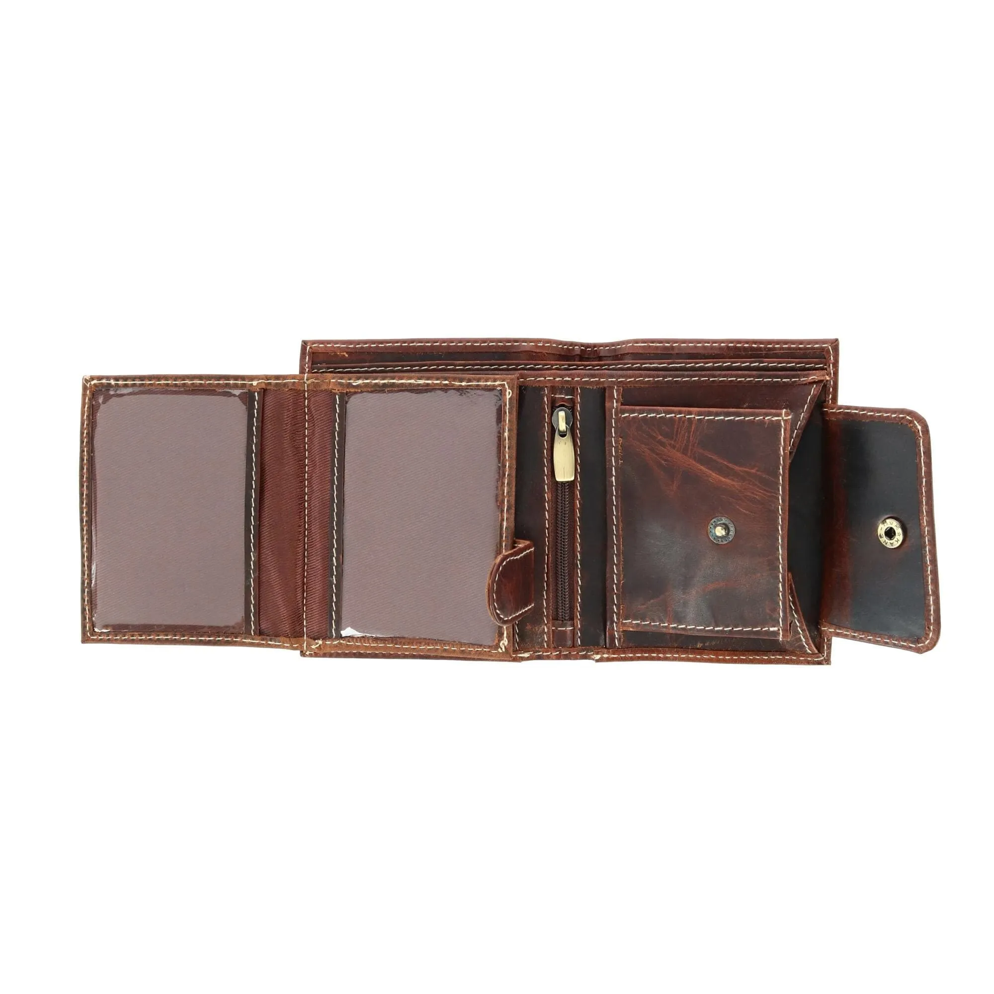 CTM® Men's Oil Pull Up Leather Euro Bifold Wallet