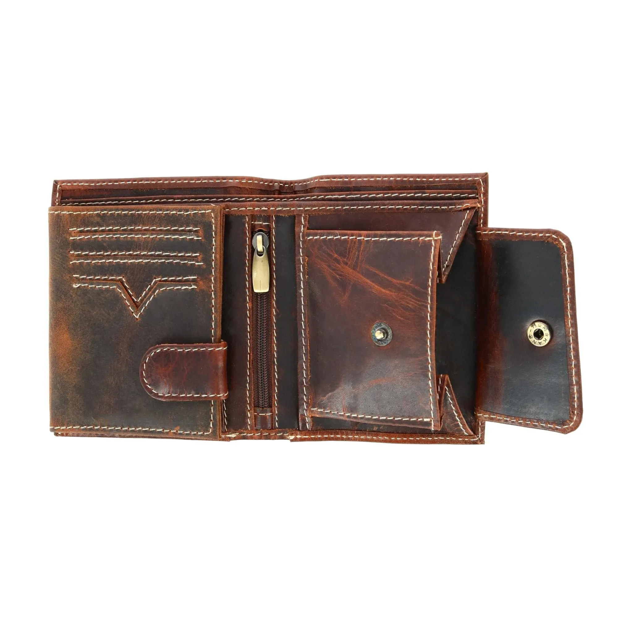 CTM® Men's Oil Pull Up Leather Euro Bifold Wallet