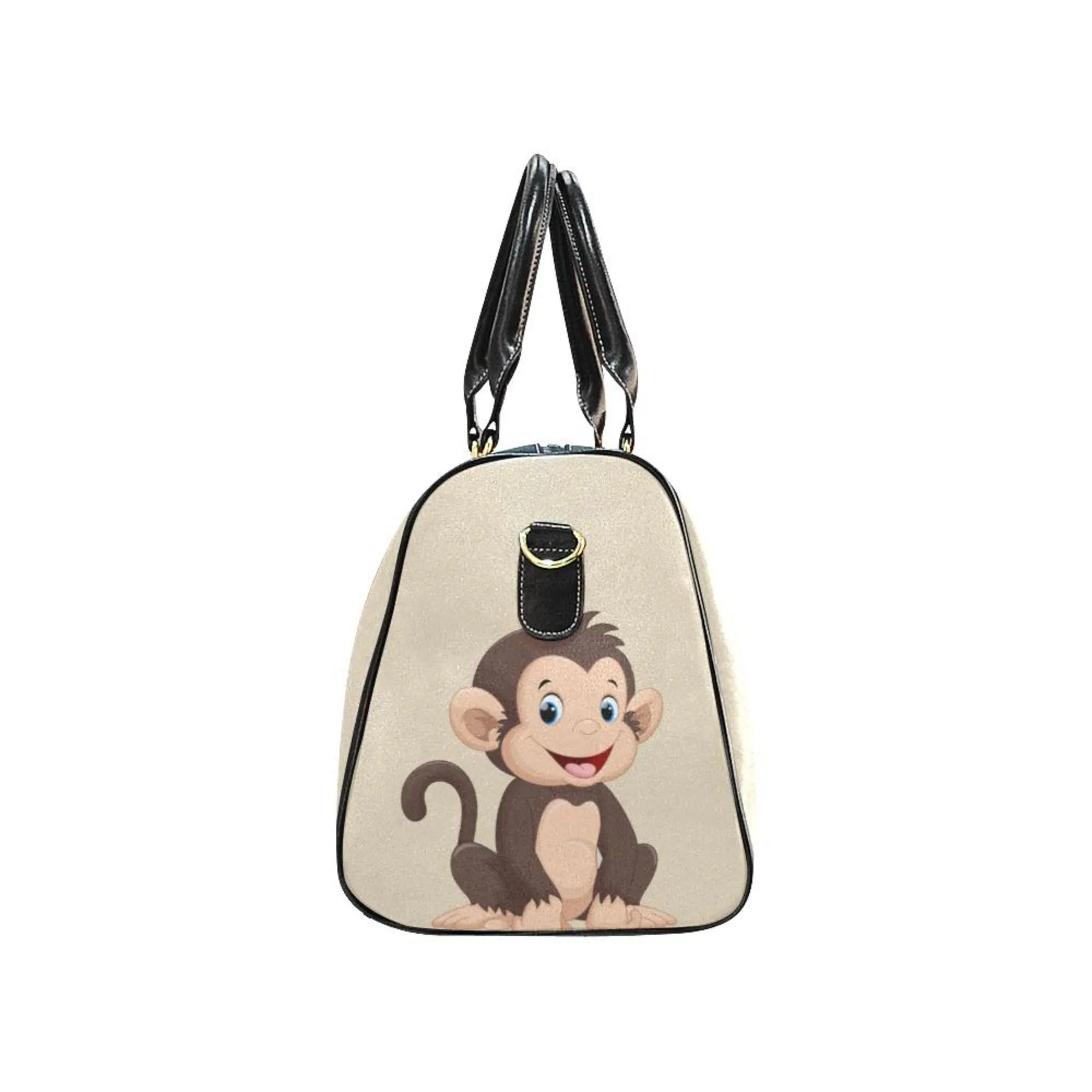 Custom Diaper Tote Bag | Adorable Cartoon Monkey On Tan - Diaper Travel Bag