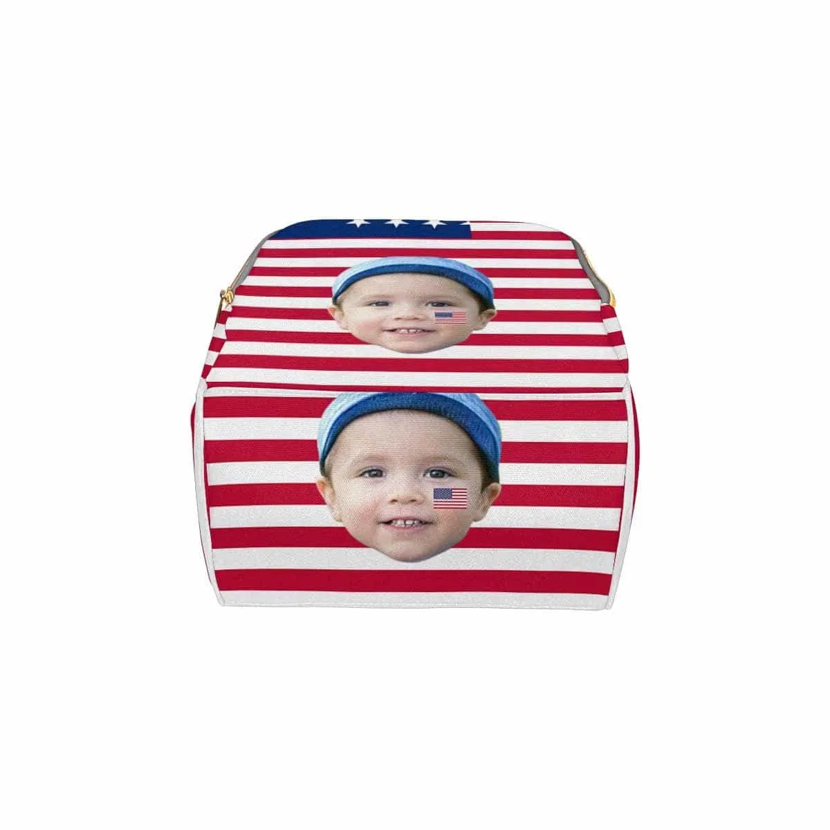 Custom Face America Flag Diaper Bag Backpack Kid's School Bag