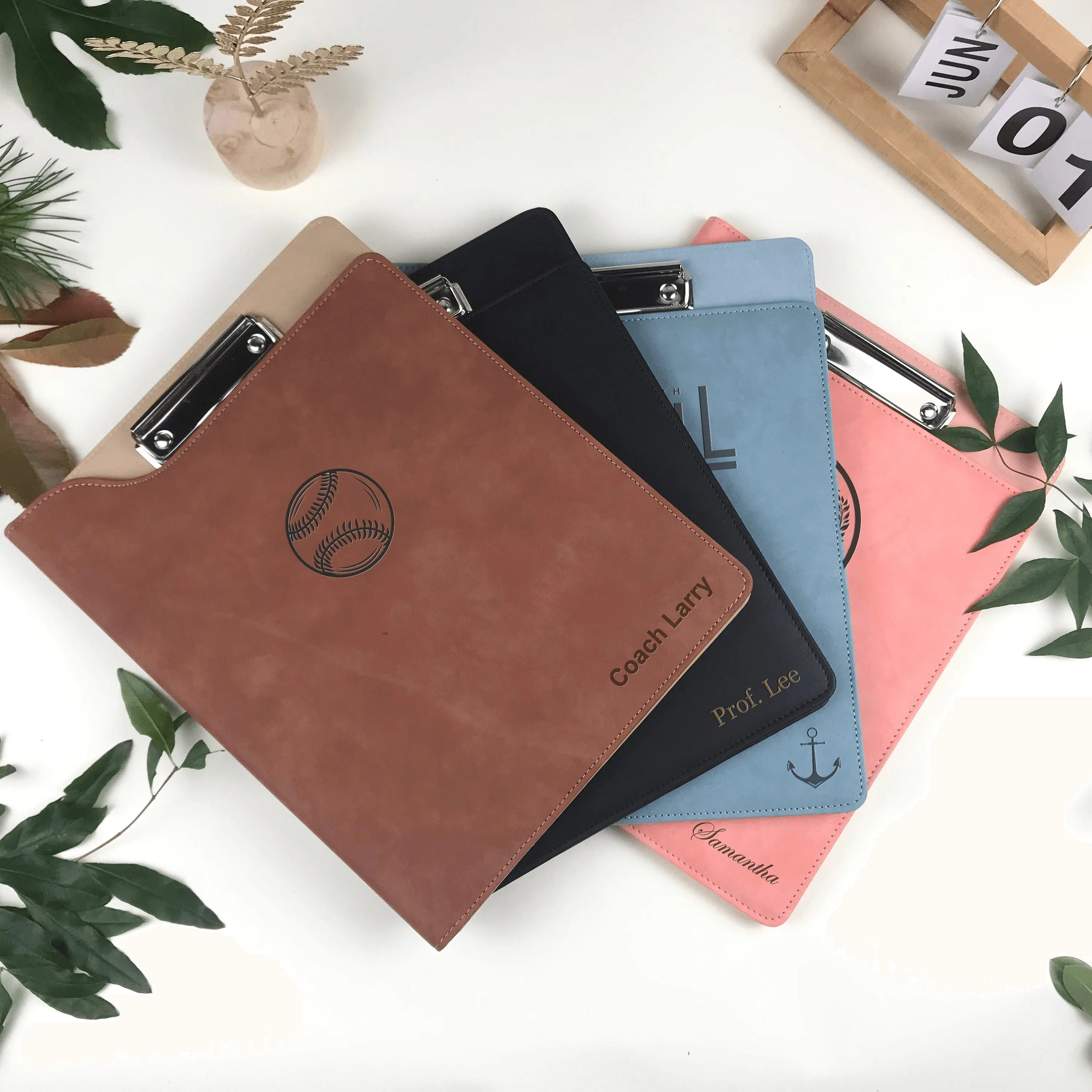 Custom Leather Portfolio, Vegan Leather Clipboard with Personalised Engravings, Fit for A4/Legal paper, Document Holder, School/ Office Gift