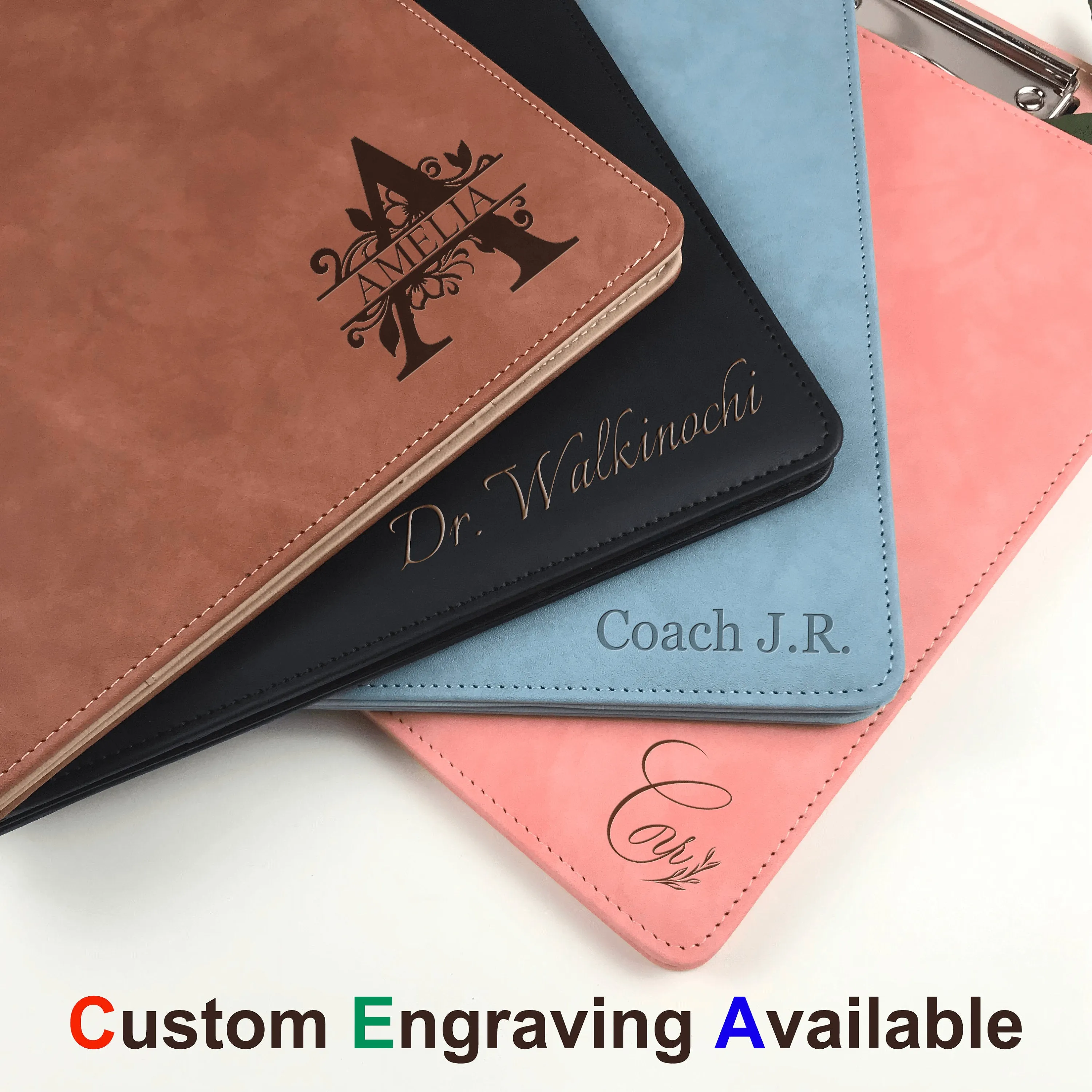Custom Leather Portfolio, Vegan Leather Clipboard with Personalised Engravings, Fit for A4/Legal paper, Document Holder, School/ Office Gift