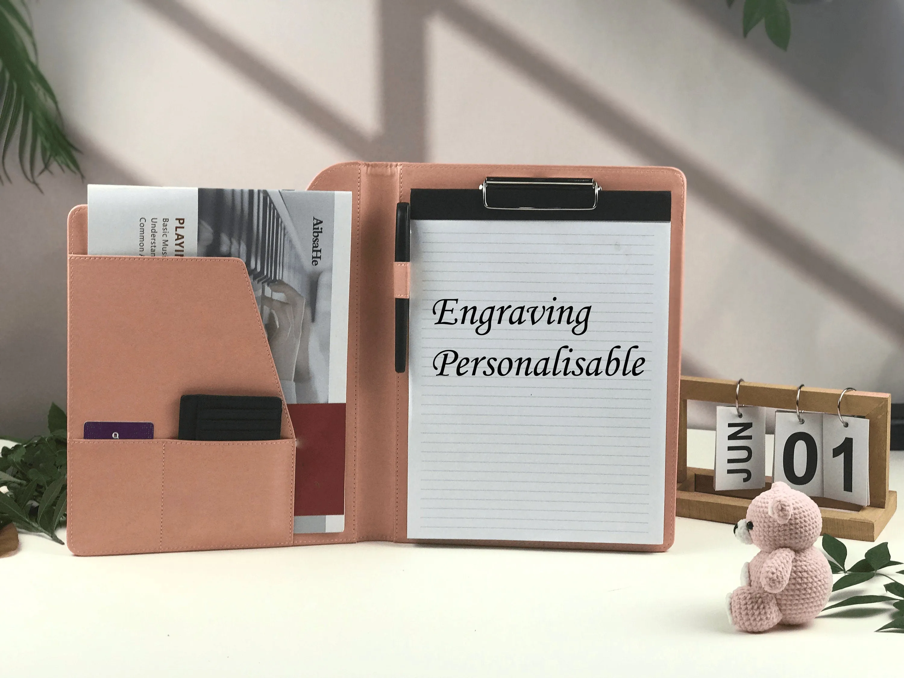 Custom Leather Portfolio, Vegan Leather Clipboard with Personalised Engravings, Fit for A4/Legal paper, Document Holder, School/ Office Gift