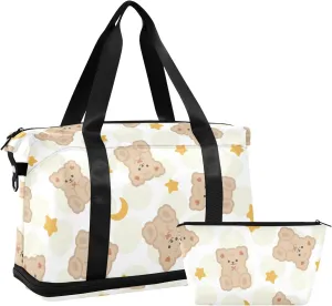 Cute Happy Puppy with Hearts Underseat Bag Waterproof Weekend Travel Bag for Women with Trolley Sleeve