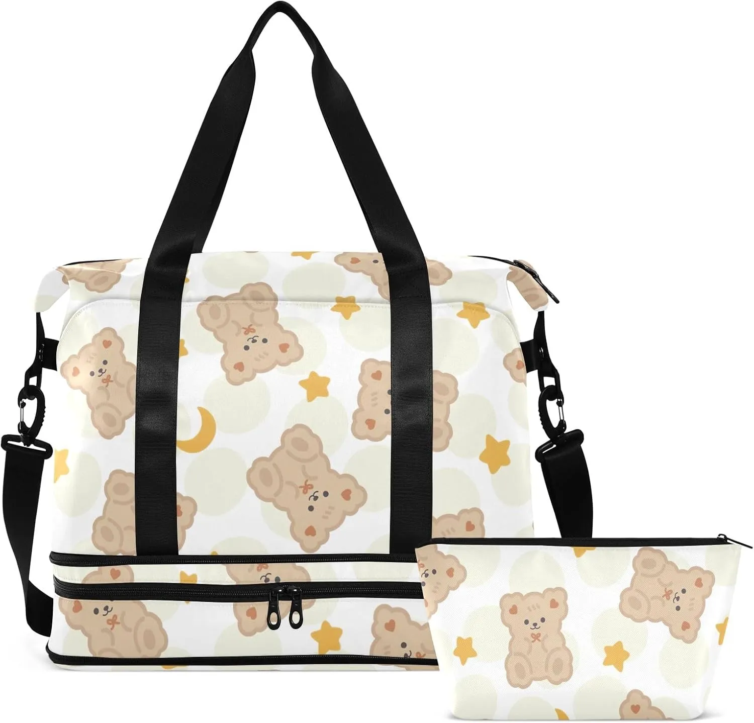 Cute Happy Puppy with Hearts Underseat Bag Waterproof Weekend Travel Bag for Women with Trolley Sleeve
