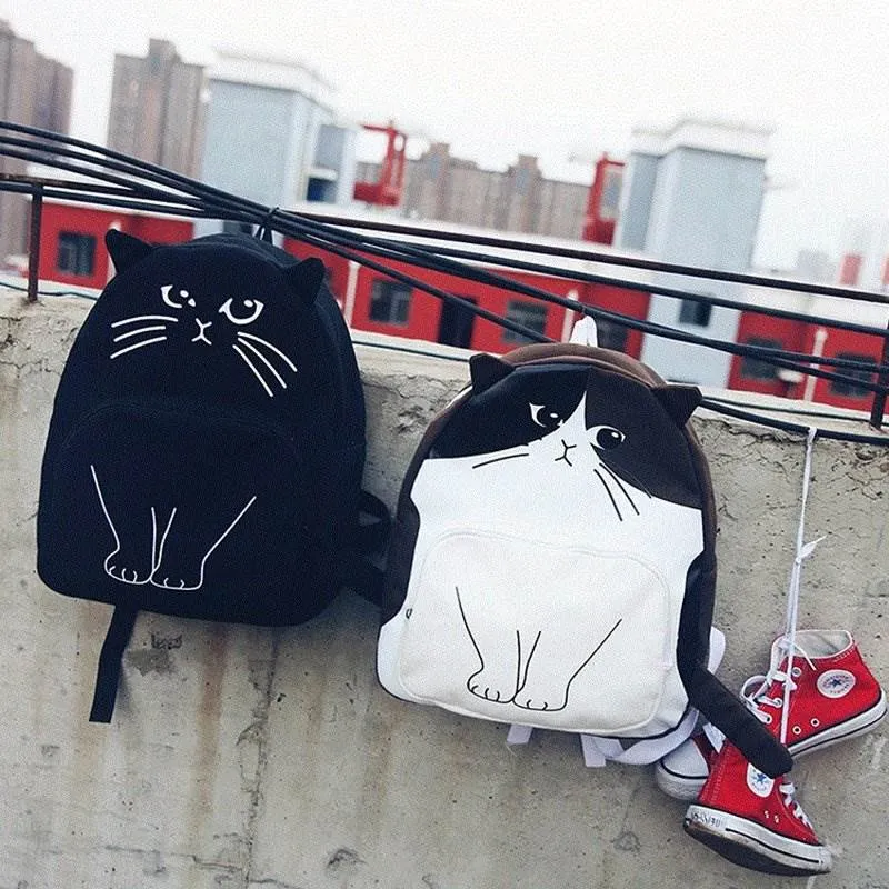 Cute Kawaii Cat Canvas Backpack AD0027