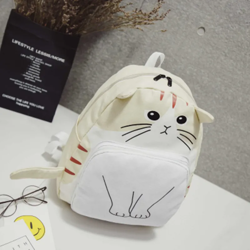 Cute Kawaii Cat Canvas Backpack AD0027