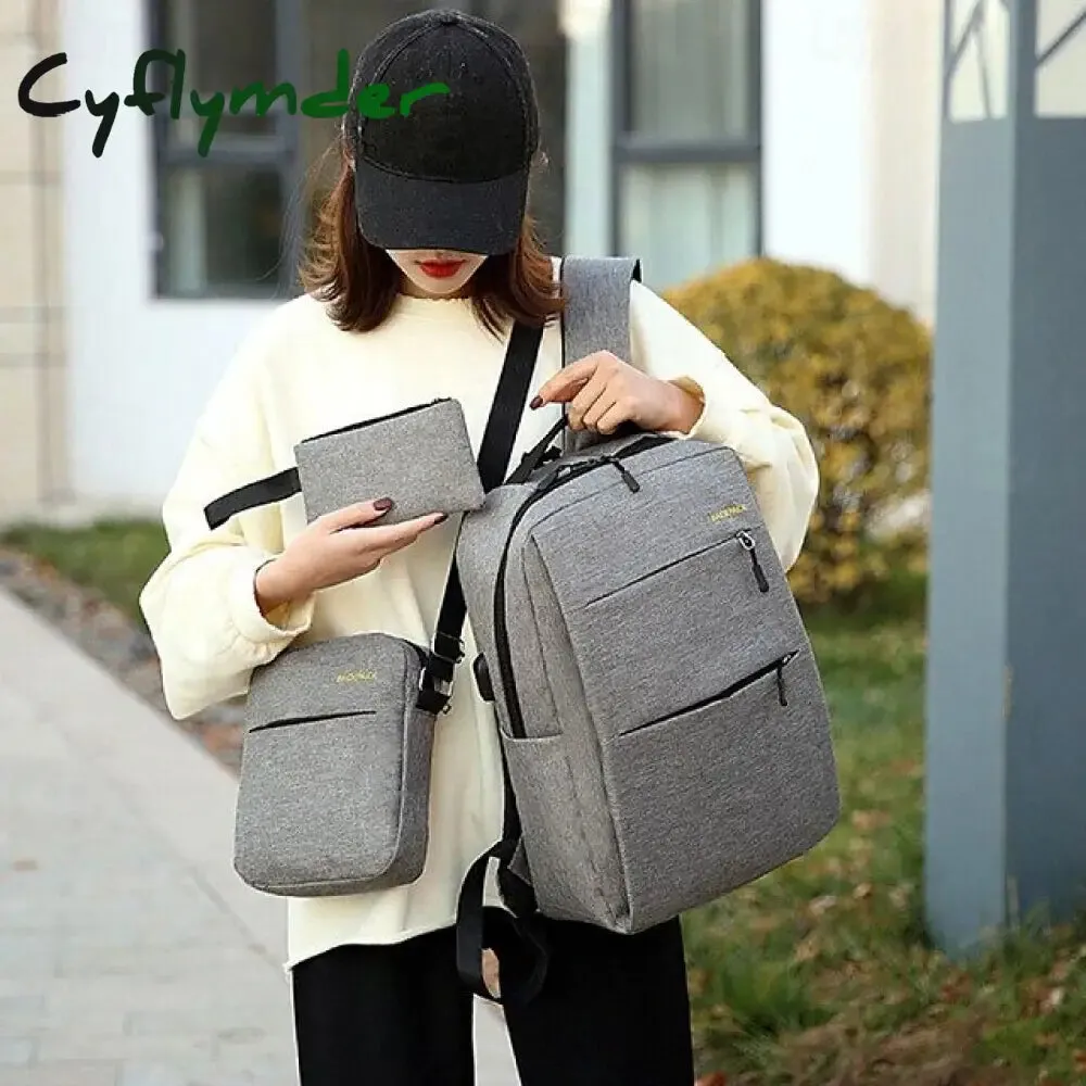 Cyflymder School Backpack Set Business Backpack Casual Bags Computer Backpacks Back to College Gifts Grey