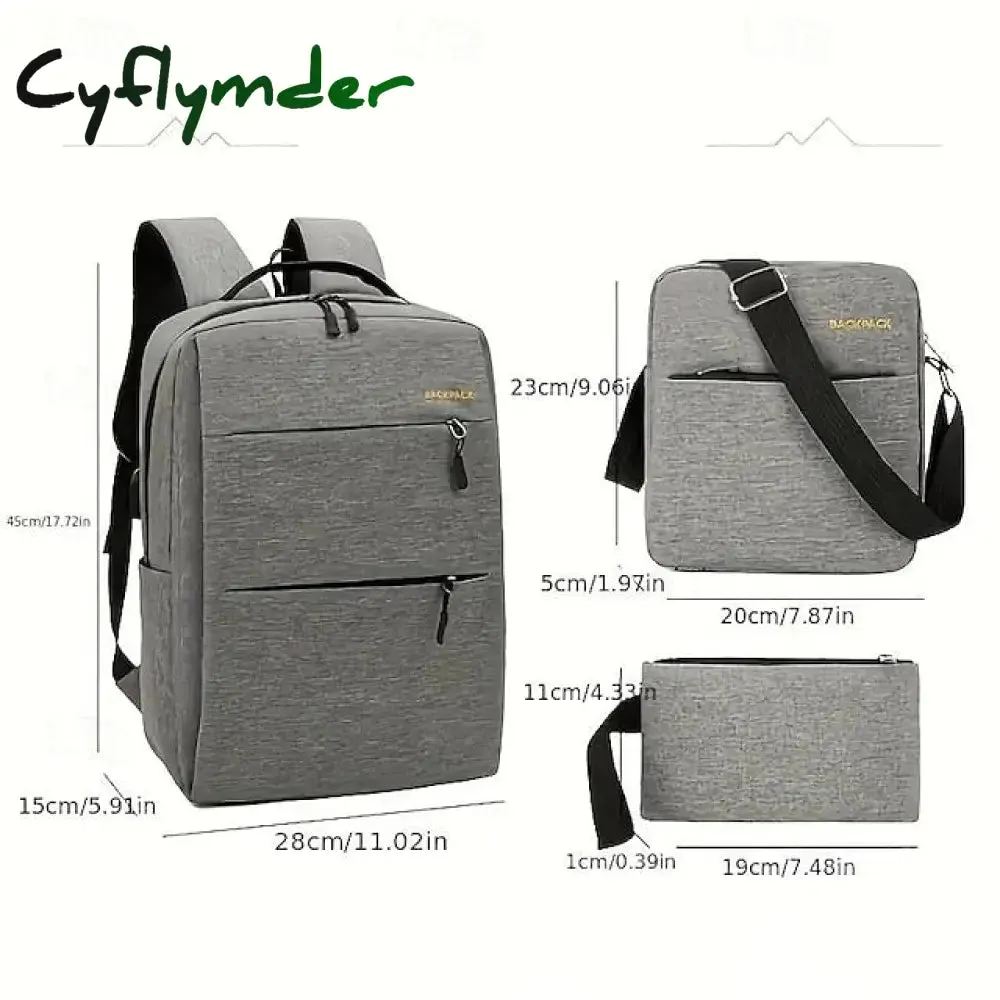 Cyflymder School Backpack Set Business Backpack Casual Bags Computer Backpacks Back to College Gifts Grey