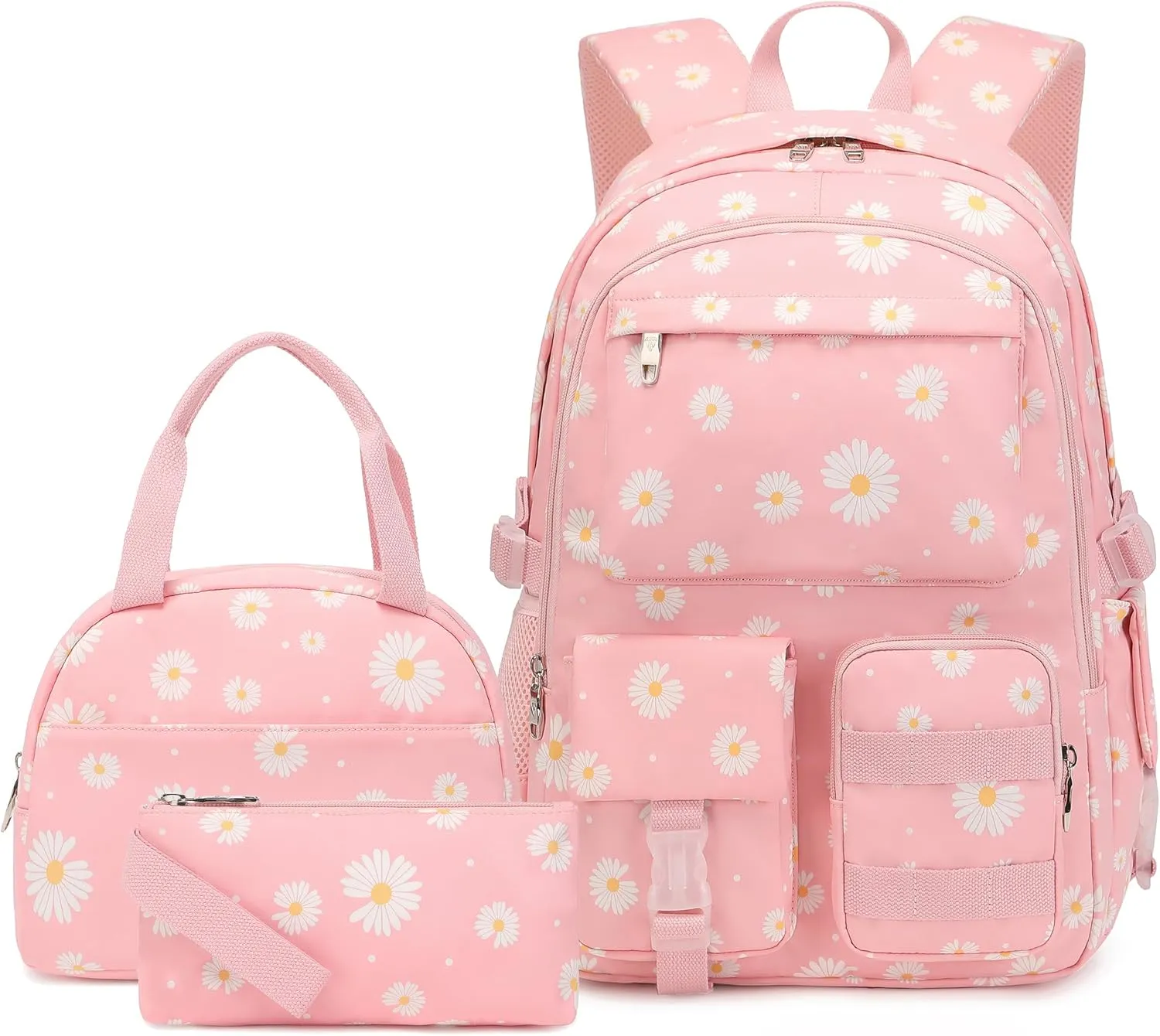 Daisy Backpack for School Backpack for Girls Backpack with Lunch Box Bookbag Set Backpacks for Teen Girls