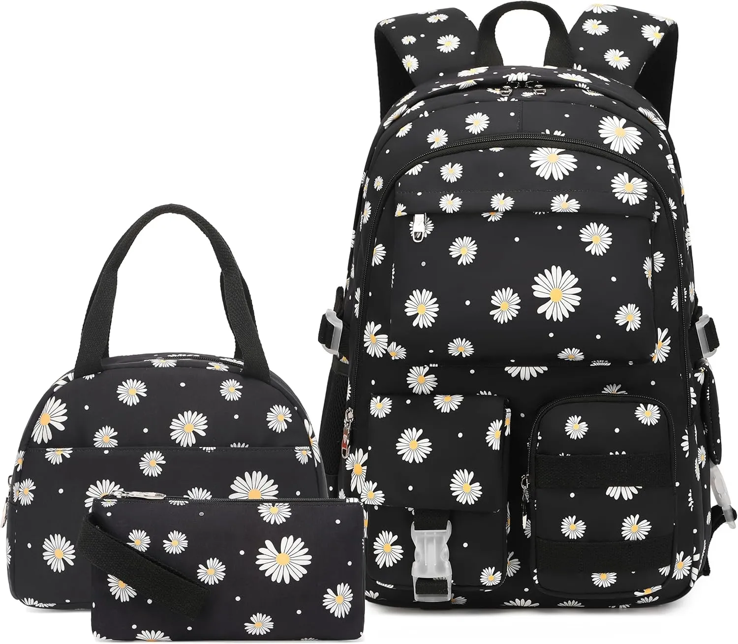 Daisy Backpack for School Backpack for Girls Backpack with Lunch Box Bookbag Set Backpacks for Teen Girls