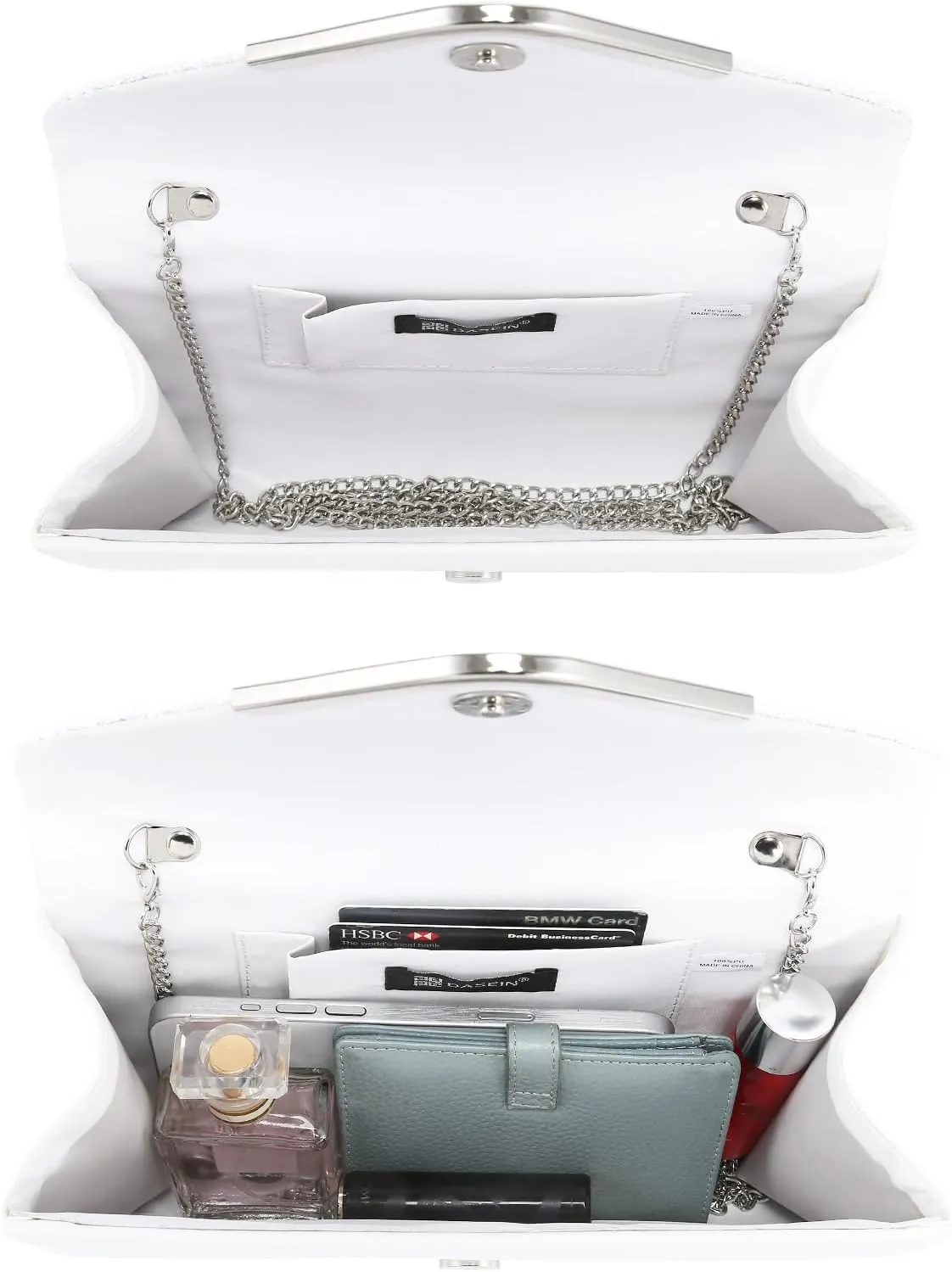 Dasein Women Evening Bags Formal Clutch Purses for Wedding Party Prom Handbags with Shoulder Strap and Glitter Flap