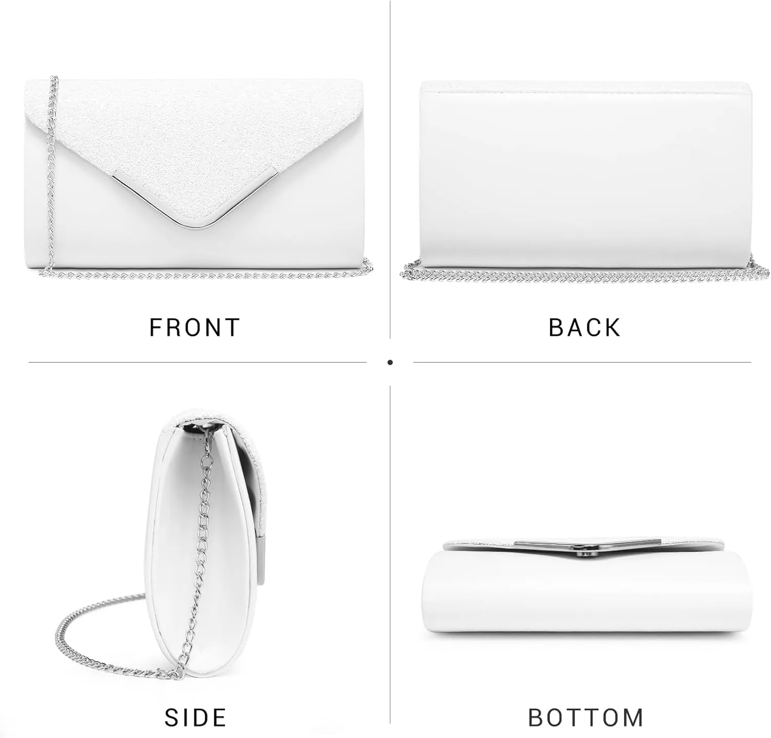 Dasein Women Evening Bags Formal Clutch Purses for Wedding Party Prom Handbags with Shoulder Strap and Glitter Flap