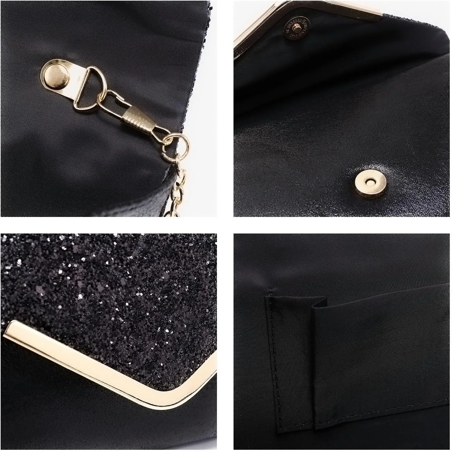 Dasein Women Evening Bags Formal Clutch Purses for Wedding Party Prom Handbags with Shoulder Strap and Glitter Flap