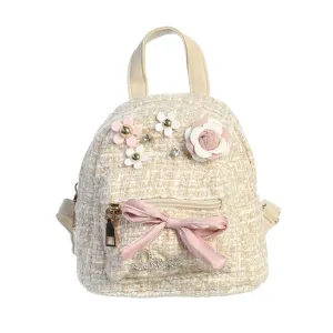 Dear Ellie Tweed Backpack with Flowers - Nude