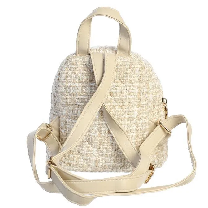 Dear Ellie Tweed Backpack with Flowers - Nude