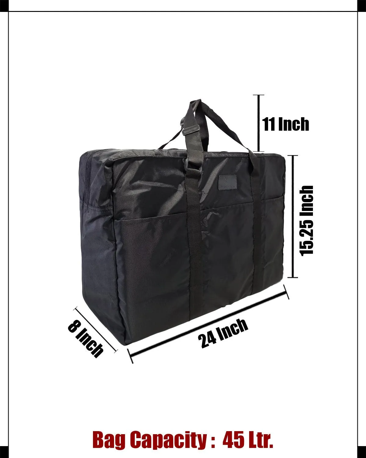 Deeya Ballistic Nylon Large Size Unisex Foldable Travel Duffle Bag with Small Cover Bag (Black)