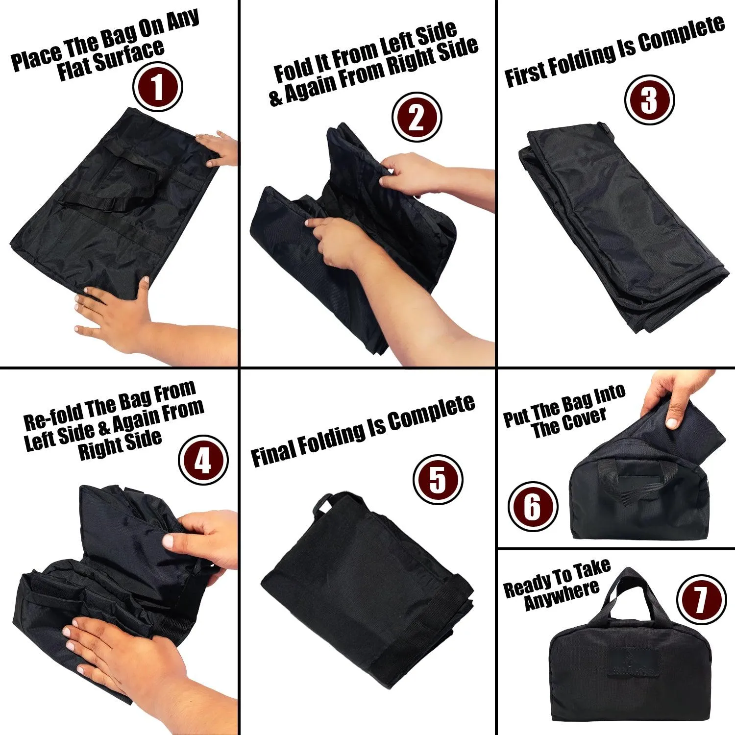 Deeya Ballistic Nylon Large Size Unisex Foldable Travel Duffle Bag with Small Cover Bag (Black)