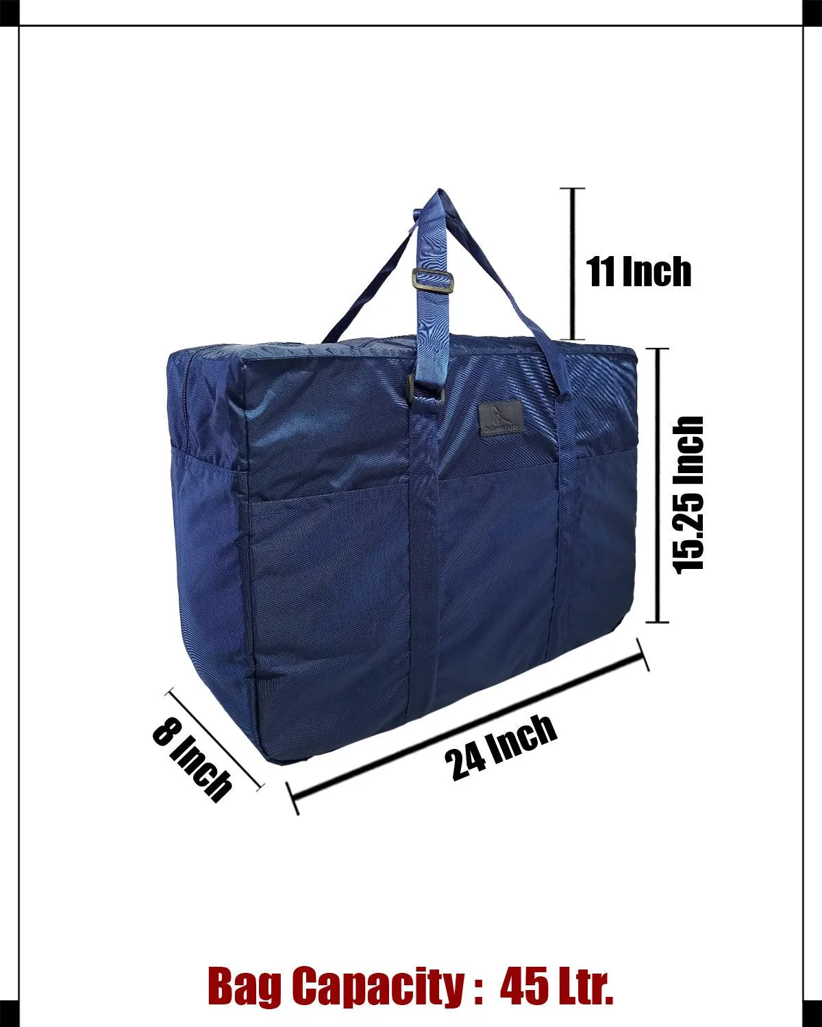 Deeya Ballistic Nylon Large Size Unisex Foldable Travel Duffle Bag with Small Cover Bag (Dark Blue)