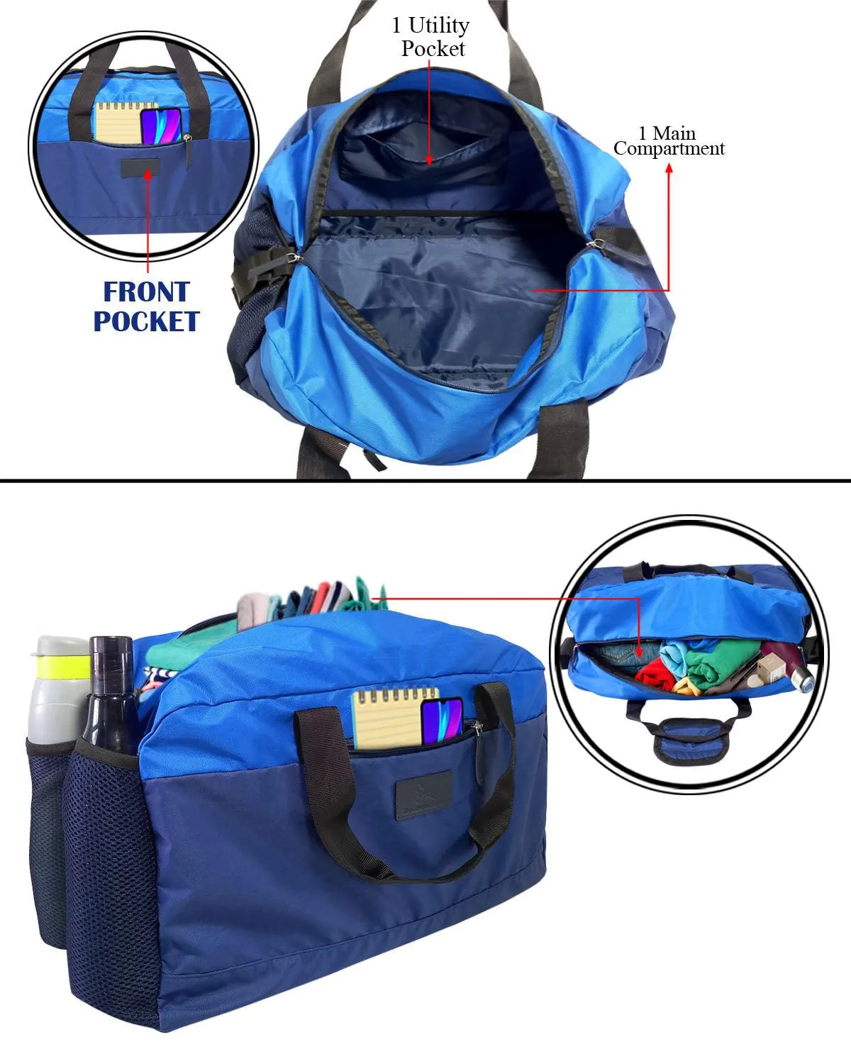 Deeya Ballistic Nylon Large Size Unisex Travel Duffle Bag, Shoulder Weekender Bag (Blue)
