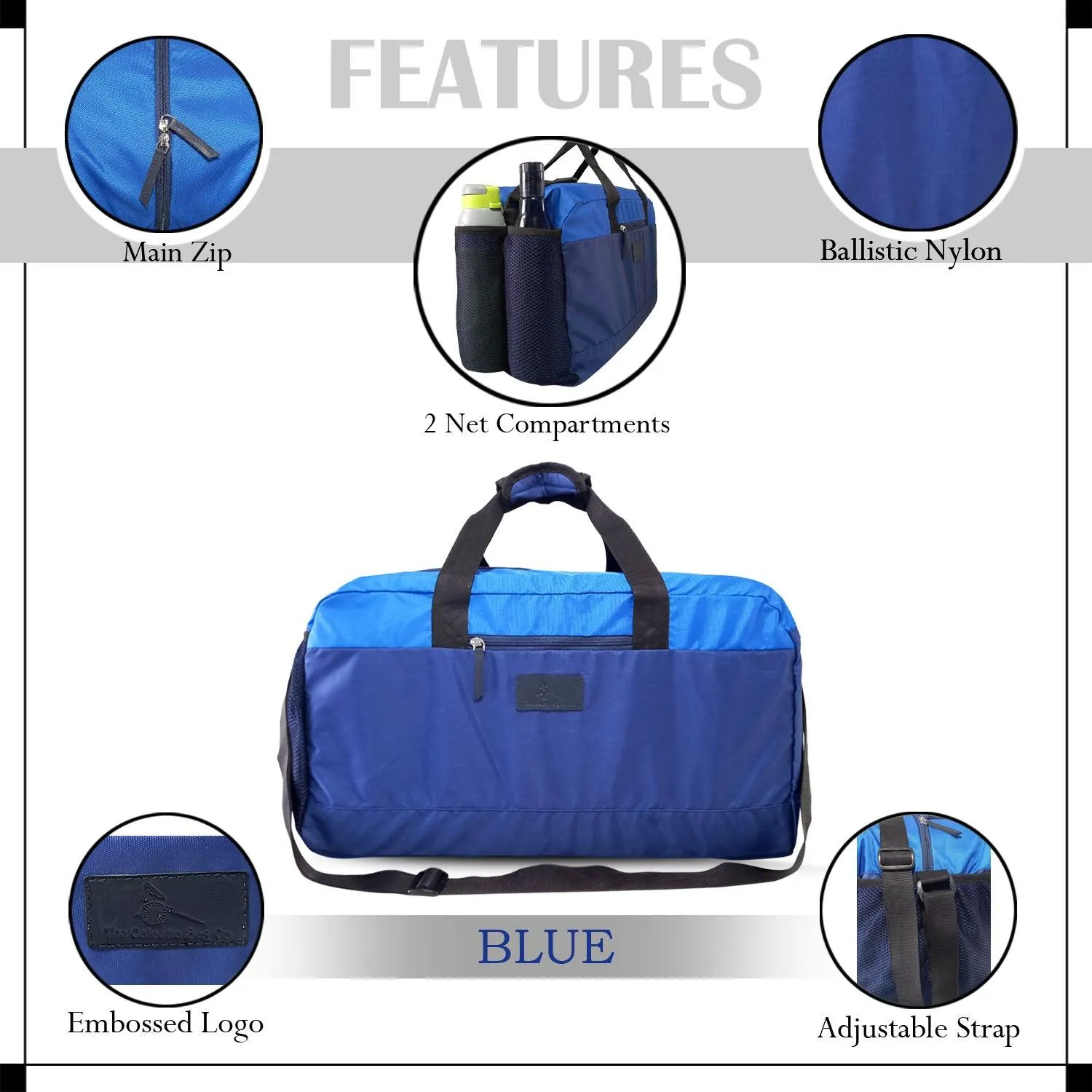 Deeya Ballistic Nylon Large Size Unisex Travel Duffle Bag, Shoulder Weekender Bag (Blue)