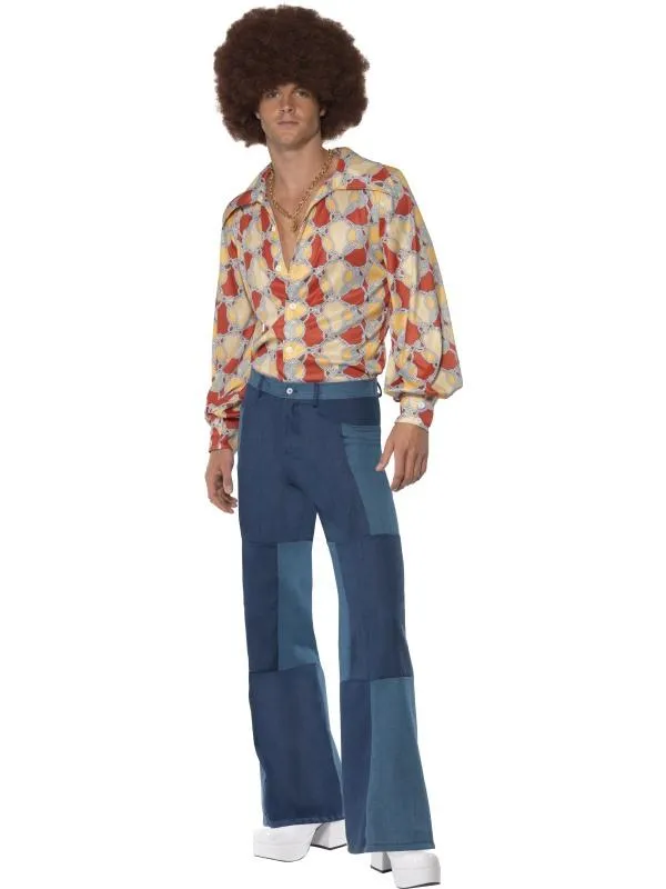 Deluxe Men's Patchwork Flares, Denim Look