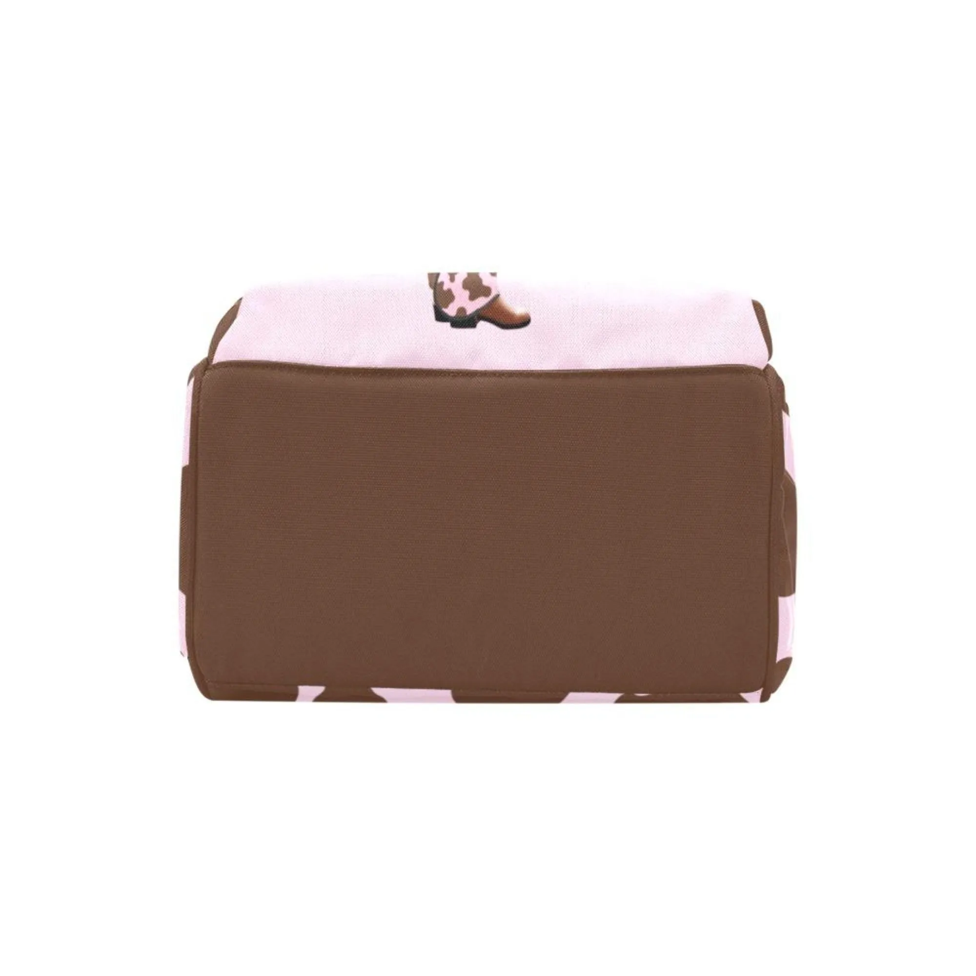 Designer Diaper Bags - Cute Cowgirl With Brown Cow Print On Soft Pink Waterproof Diaper Bag