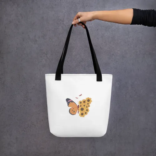Designer Tote Bag with Three Color Handles – Unique Art, Stylish & Functional