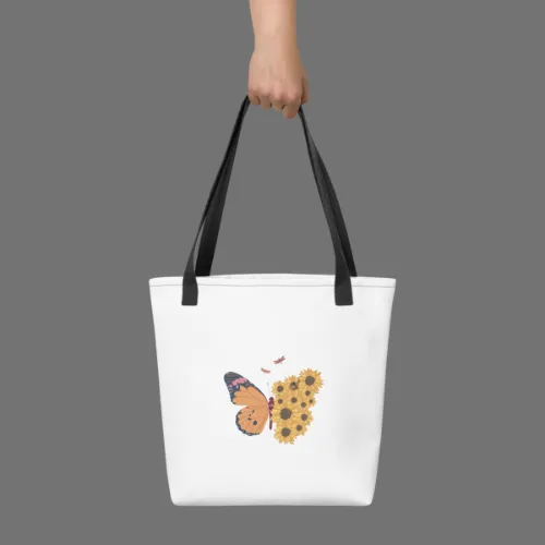 Designer Tote Bag with Three Color Handles – Unique Art, Stylish & Functional