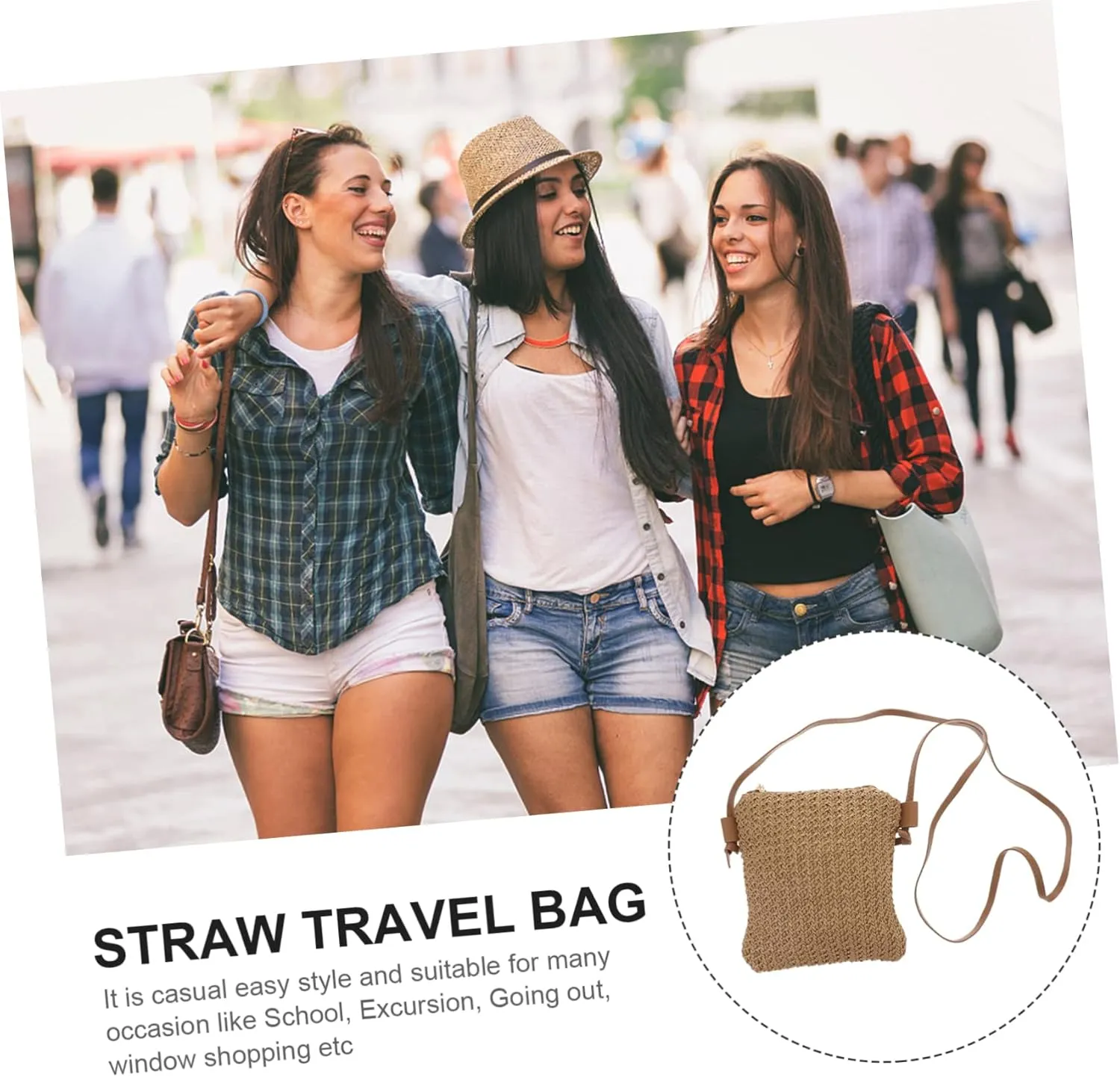 Diagonal Straw Bag Small Black Crossbody Purse Woven Purses for Women Black Purse for Women Shoulder