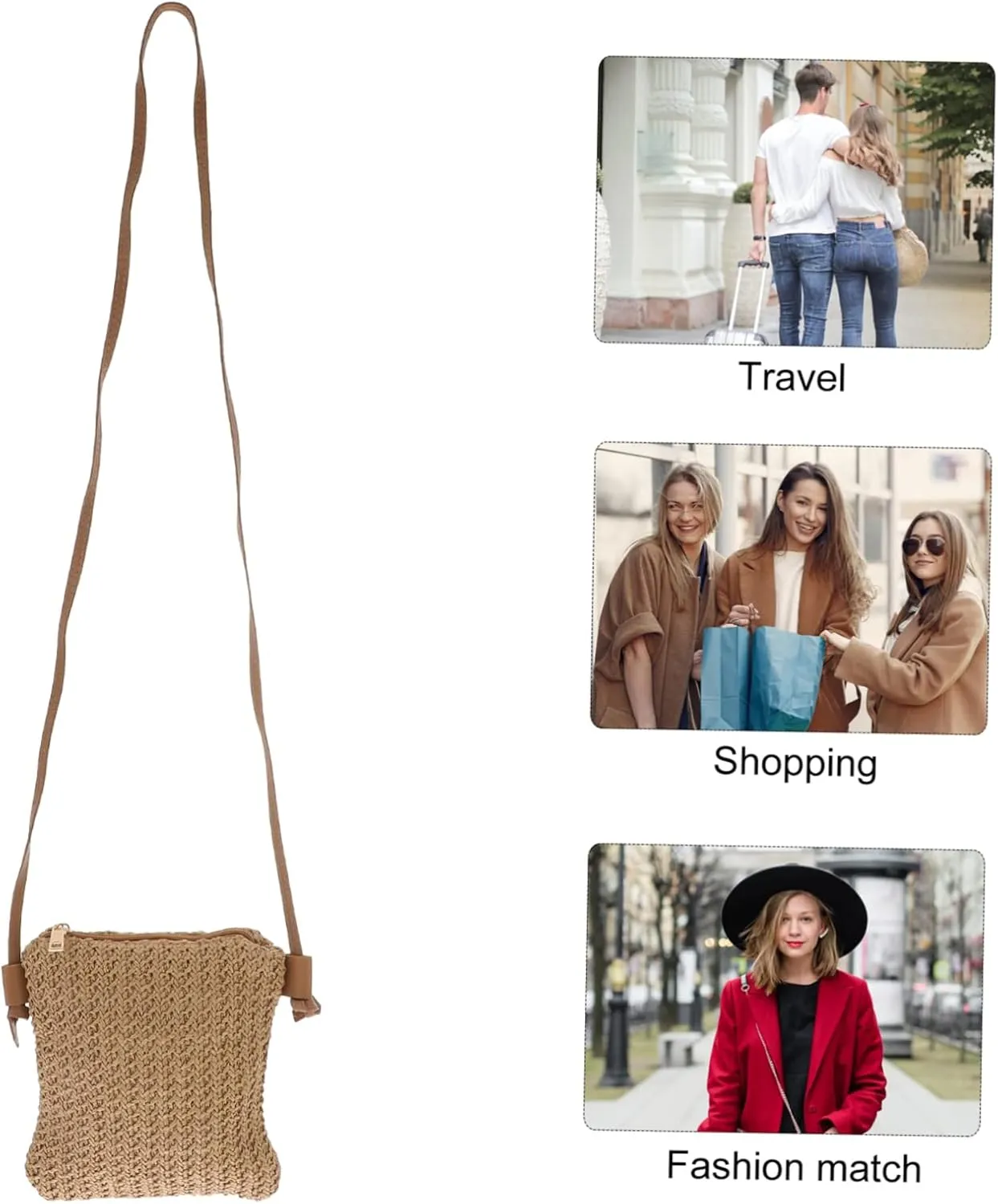 Diagonal Straw Bag Small Black Crossbody Purse Woven Purses for Women Black Purse for Women Shoulder