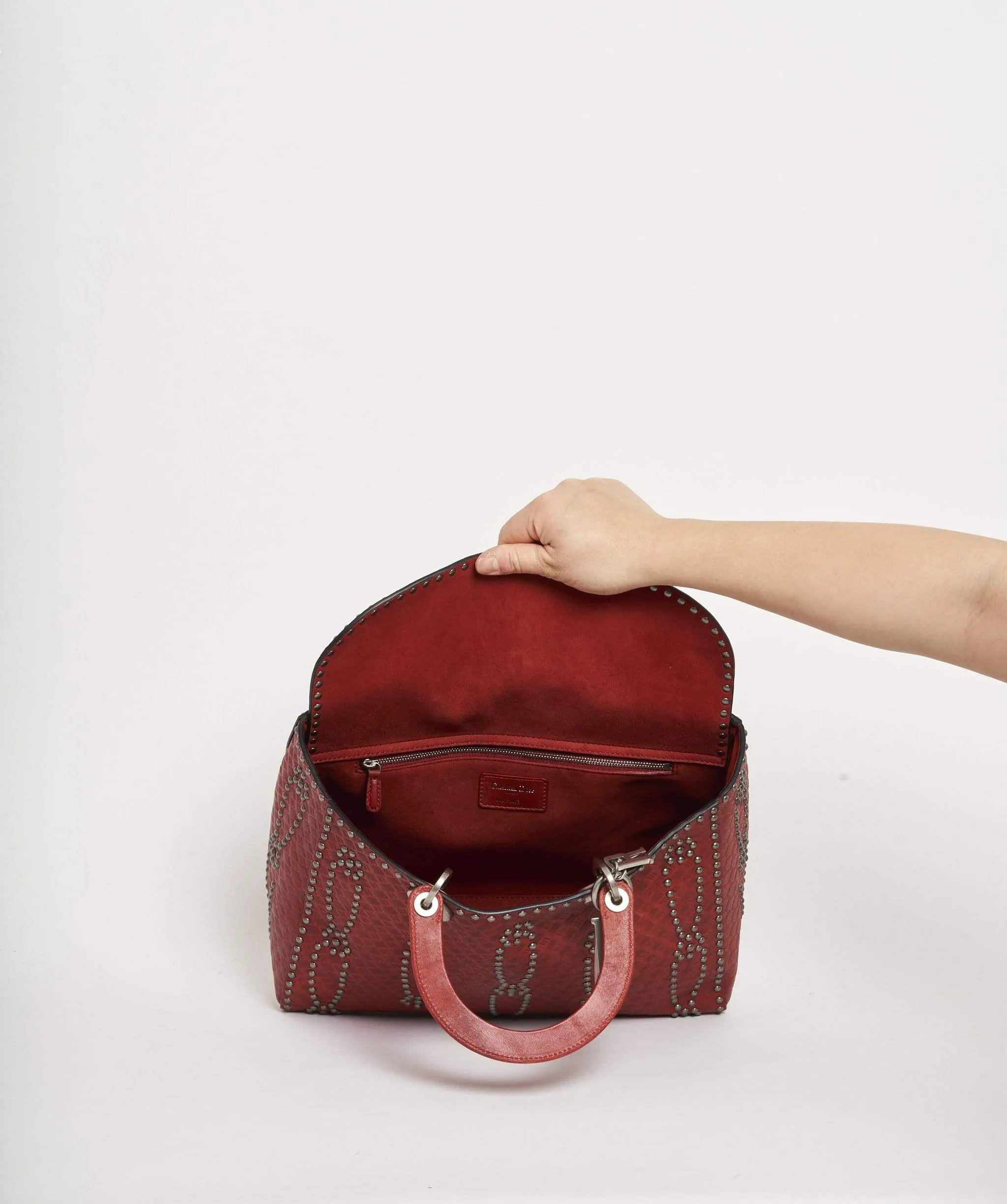 Dior Diorissimo Studded Red Leather Bag