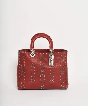 Dior Diorissimo Studded Red Leather Bag