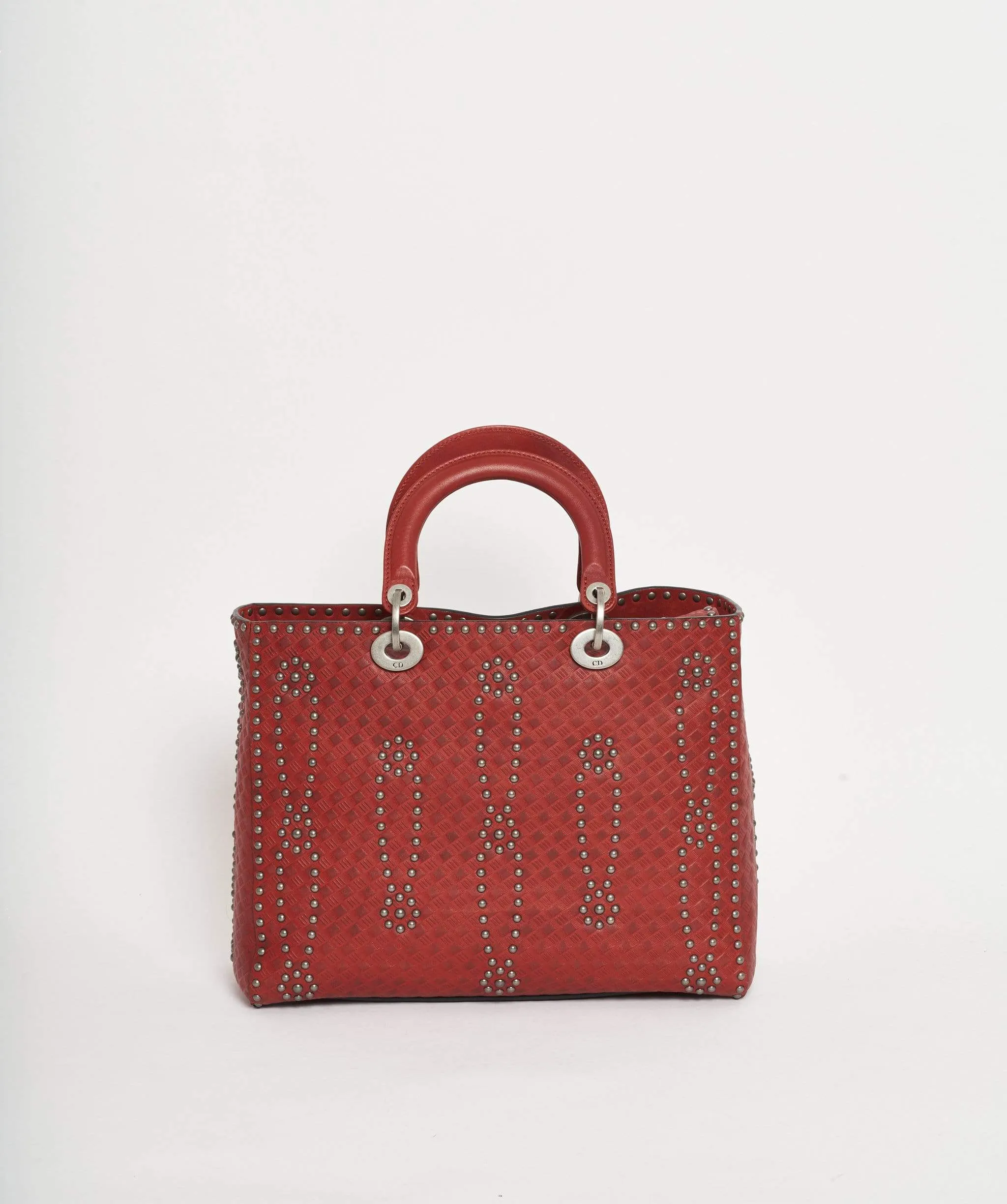 Dior Diorissimo Studded Red Leather Bag