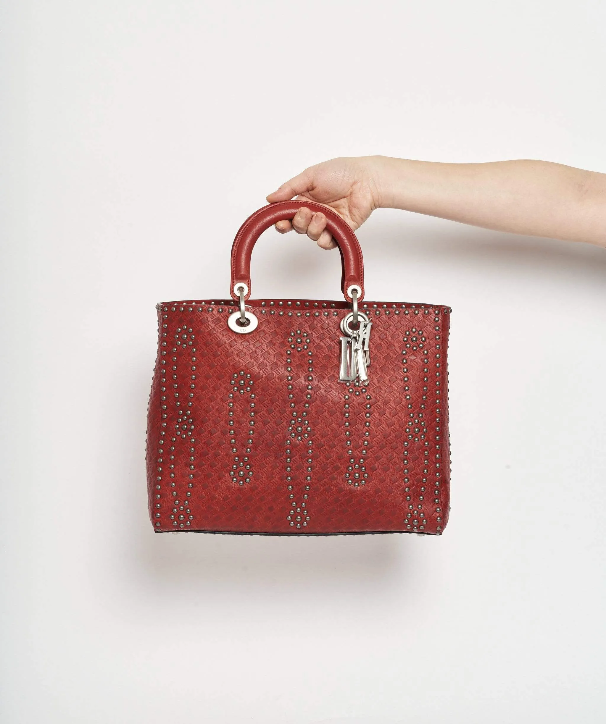 Dior Diorissimo Studded Red Leather Bag
