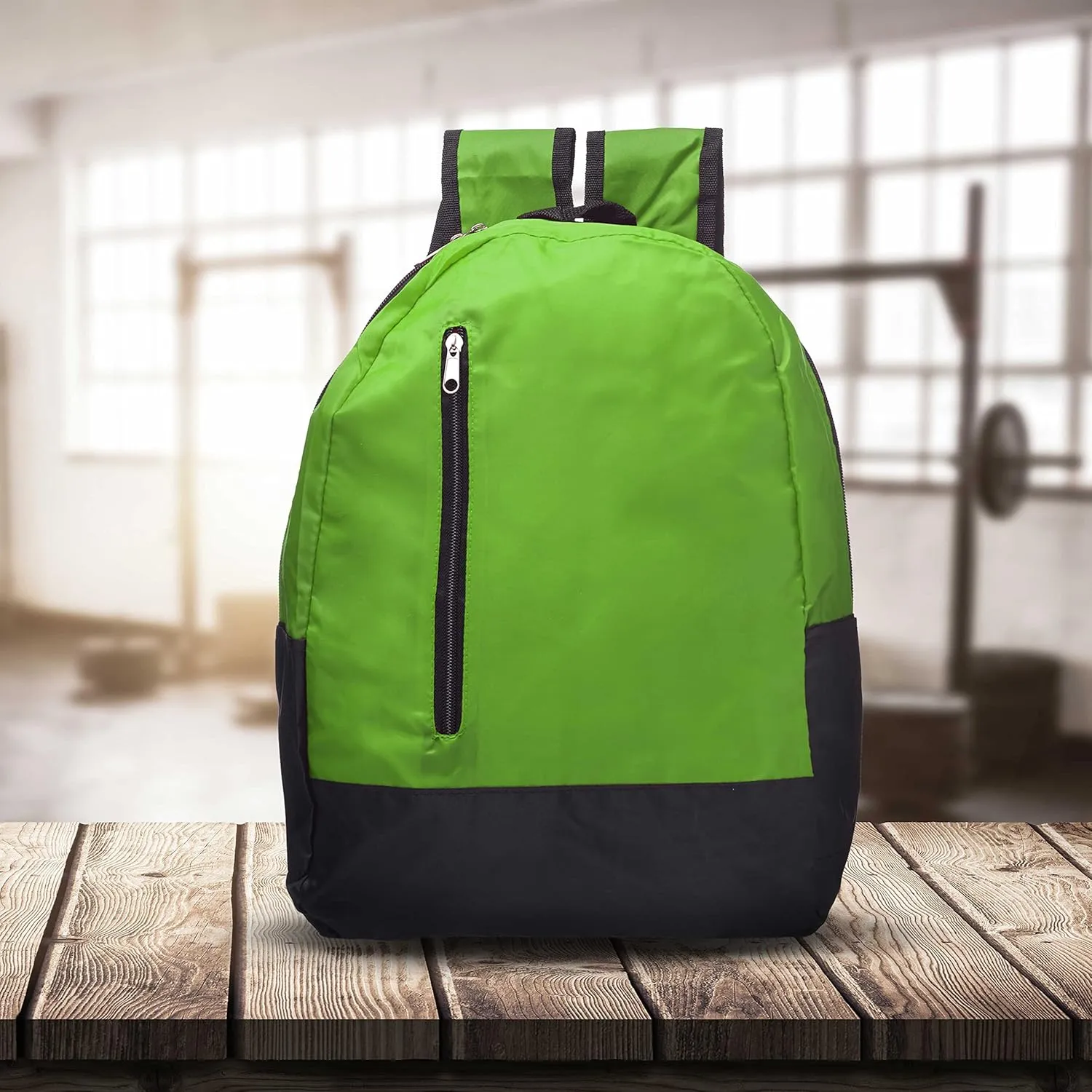 DISCOUNT PROMOS 6 Quick Zip Backpacks Set - Polyester, Unique features, Front Pocket, Vibrant - Green