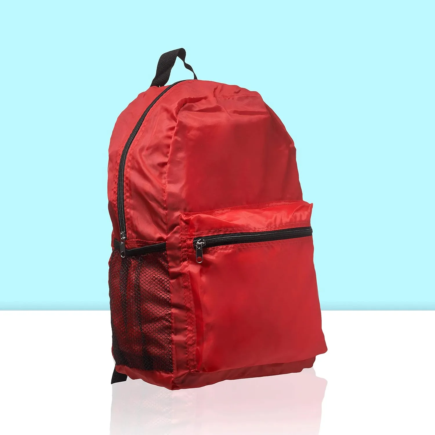 DISCOUNT PROMOS Simple Functional Backpacks Set of 6, Bulk Pack - Water Resistant, Lightweight - Red