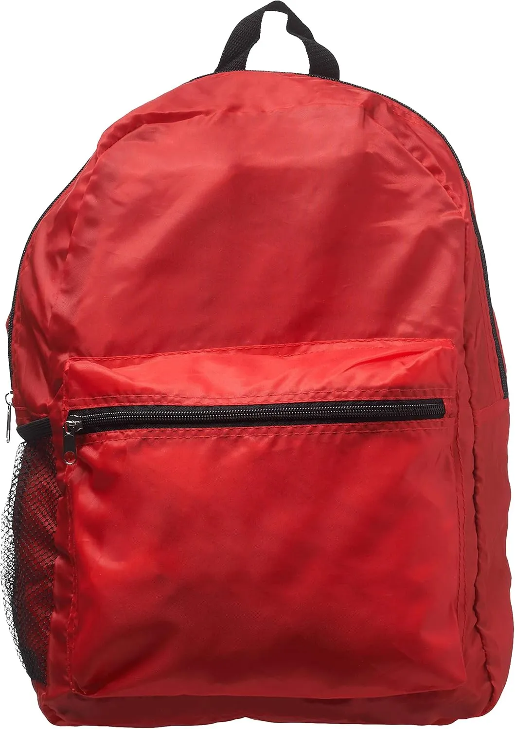 DISCOUNT PROMOS Simple Functional Backpacks Set of 6, Bulk Pack - Water Resistant, Lightweight - Red