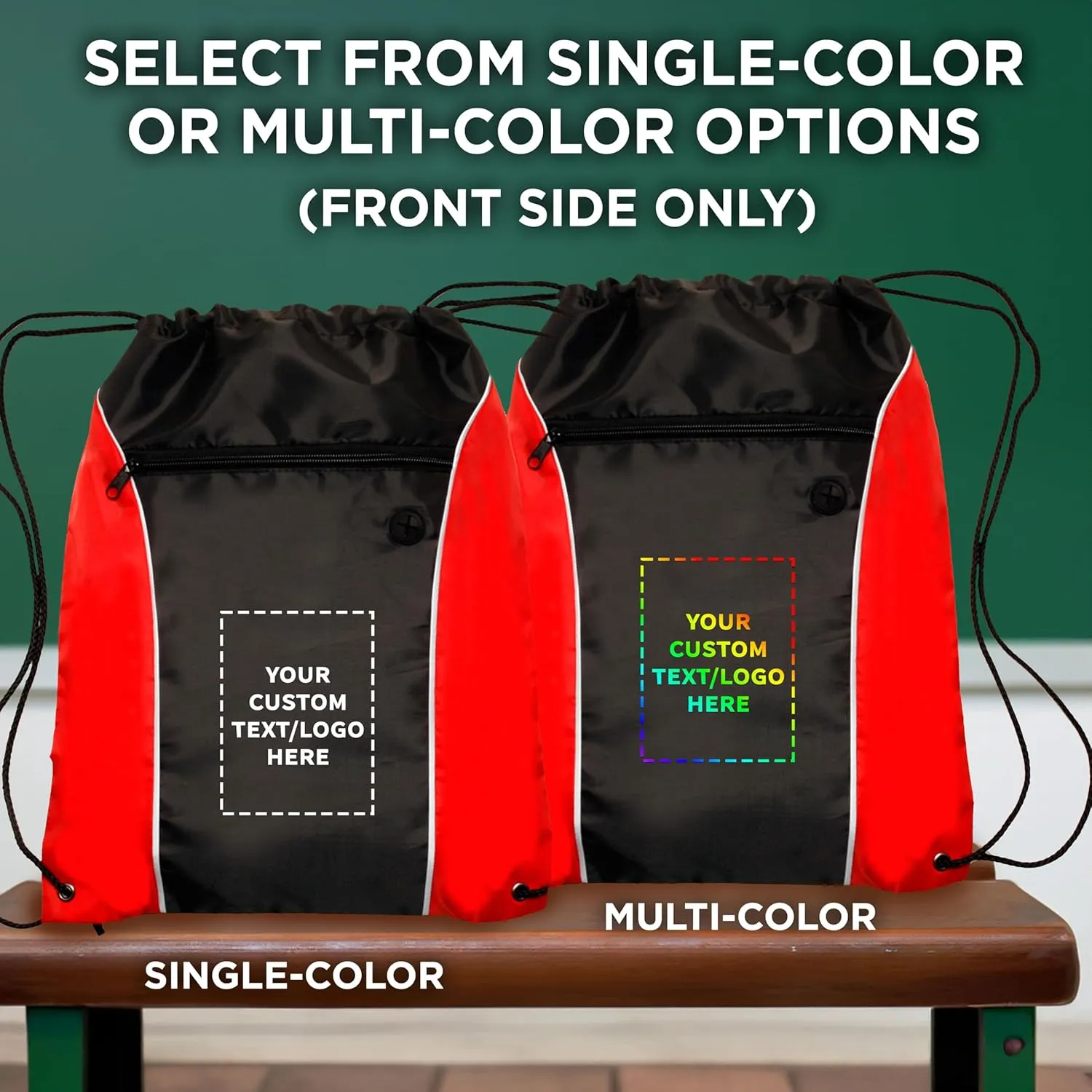 DISCOUNT PROMOS Two-Tone Drawstring Backpack Non-Woven - 10 pack - Customizable Text, Logo - Durable Sports Backpacks - Ideal for Sports, Travel, Gym & More - Red