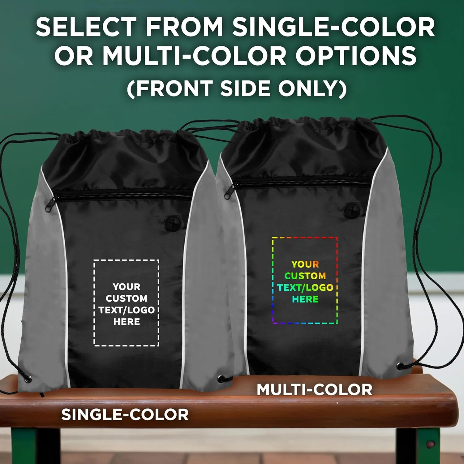 DISCOUNT PROMOS Two-Tone Drawstring Backpack Non-Woven - 10 pack - Customizable Text, Logo - Durable Sports Backpacks - Ideal for Work, Sports, Travel, Gym & More - Grey