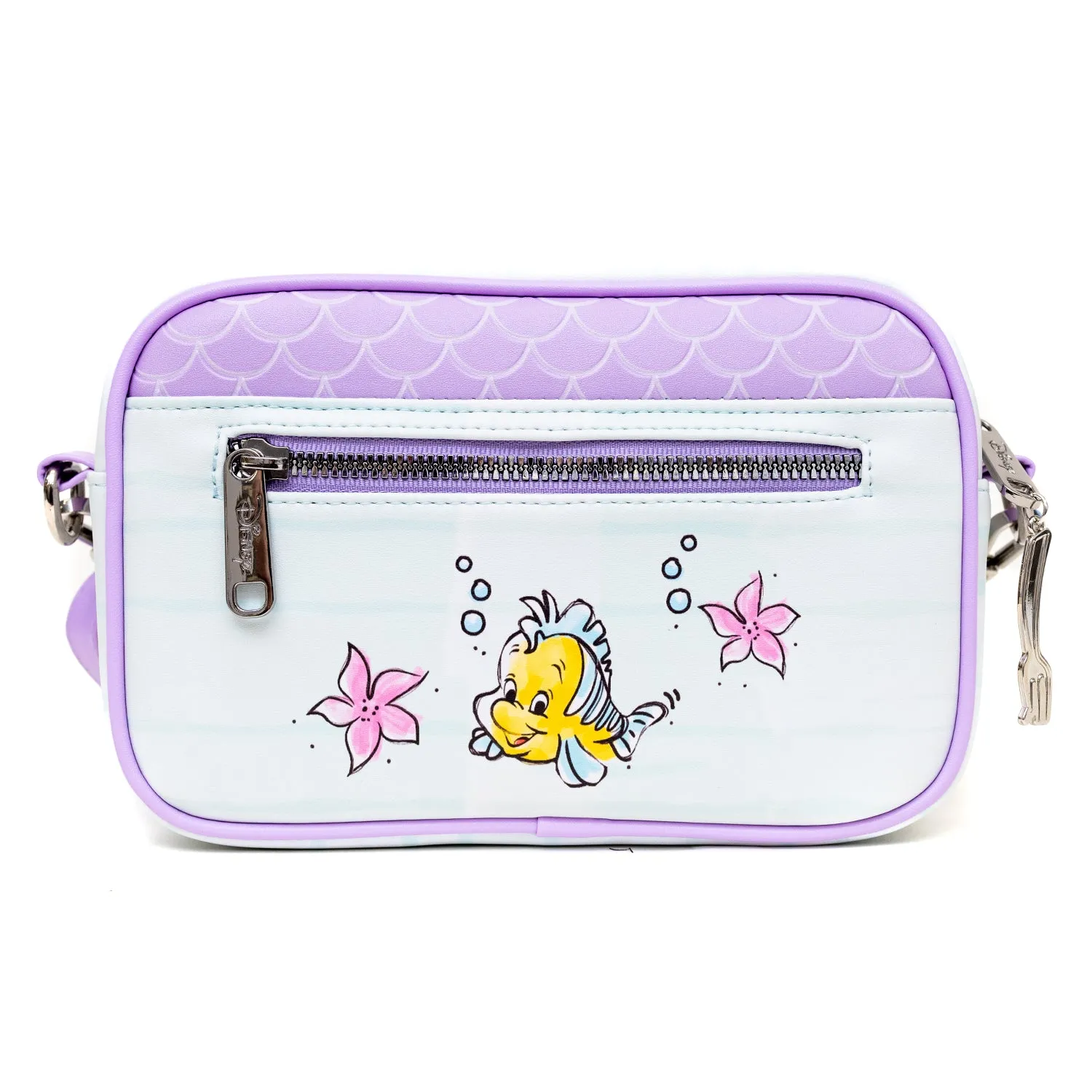 Disney Bag, Cross Body, The Little Mermaid Ariel Sebastian and Flounder Poses, Vegan Leather