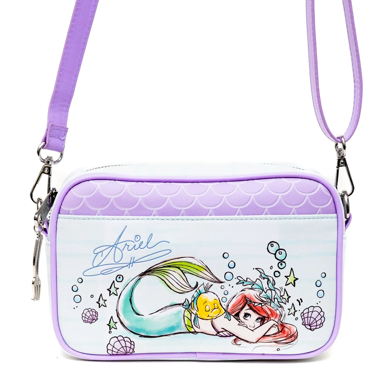 Disney Bag, Cross Body, The Little Mermaid Ariel Sebastian and Flounder Poses, Vegan Leather