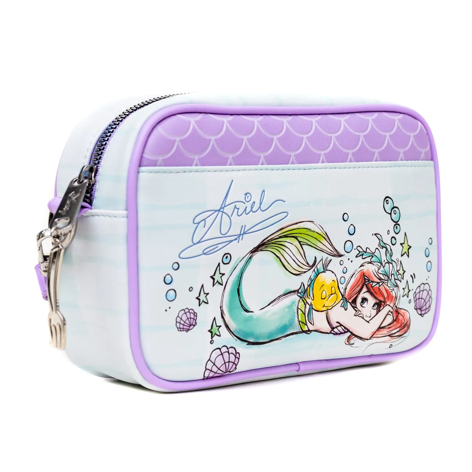 Disney Bag, Cross Body, The Little Mermaid Ariel Sebastian and Flounder Poses, Vegan Leather