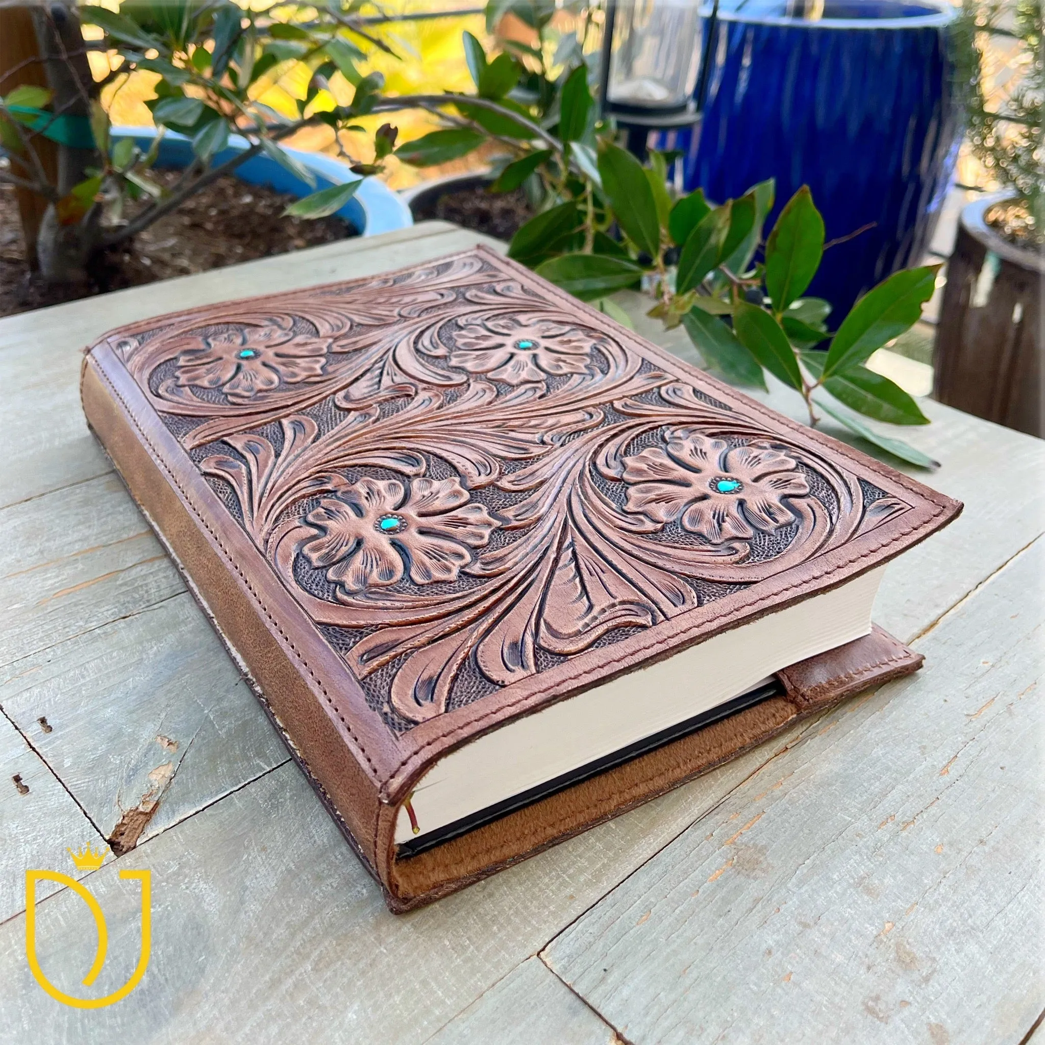 Divine Hand Tooled Leather Bible Cover
