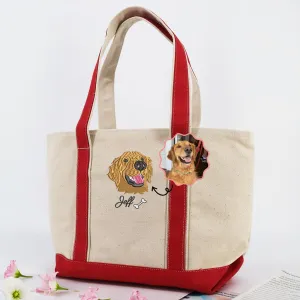Dog Tote Bag, Golden Tote Bag, Personalized Embroidered Tote Bag, Dog Mom Bag, Pet Memorial Gift, Unique Gifts For Dog Lovers