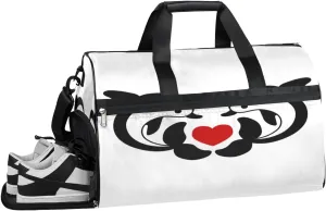 Dolphin Heart Kawaii Gym Duffle Bag for Women Men 35L Sports Bags Travel Duffel with Shoe Compartment Large Weekender Overnight