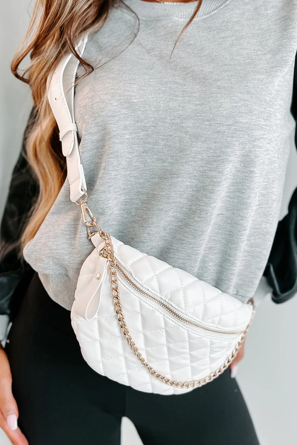Downtown Adventures Quilted Bum Bag (White)